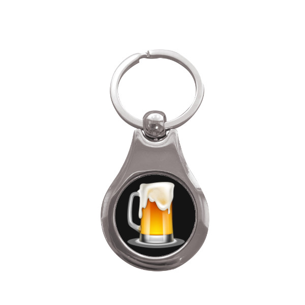 Přívěsek na klíče kolečko s potiskem privesek beer